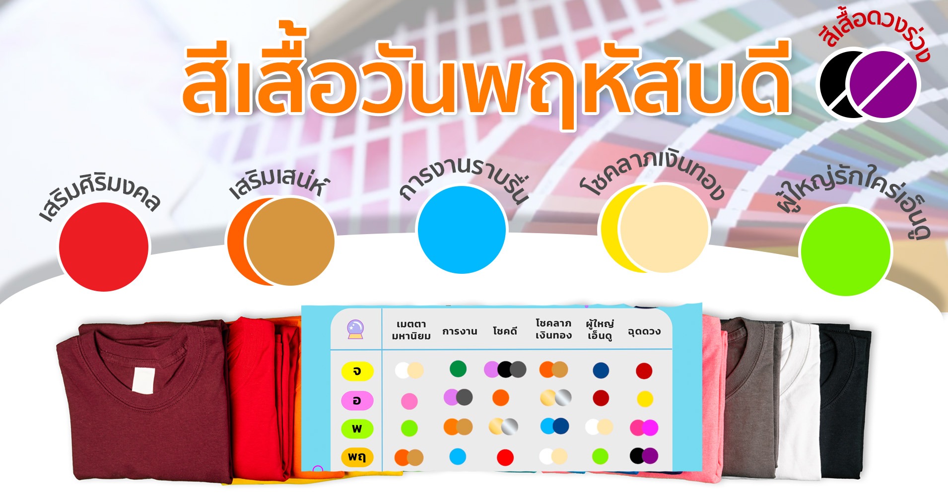 สีเสื้อมงคลของวันพฤหัสบดี