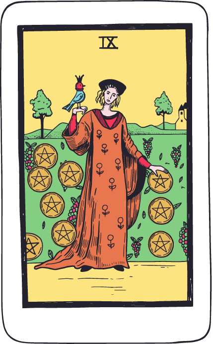 คุณได้ไพ่ Nine of Pentacles