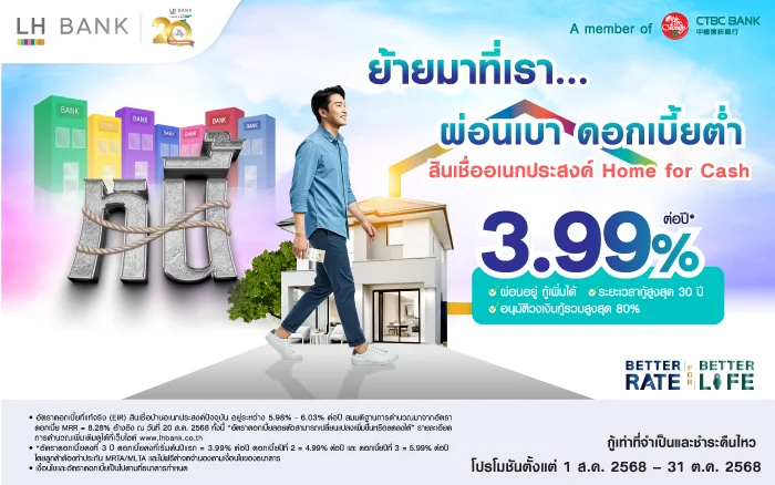 สินเชื่อบ้านเพิ่มเงิน Happy Home for Cash