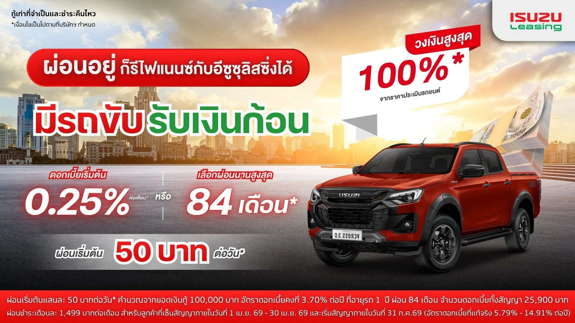 ผ่อนอยู่ก็รีไฟแนนซ์กับอีซูซุลิสซิ่งได้